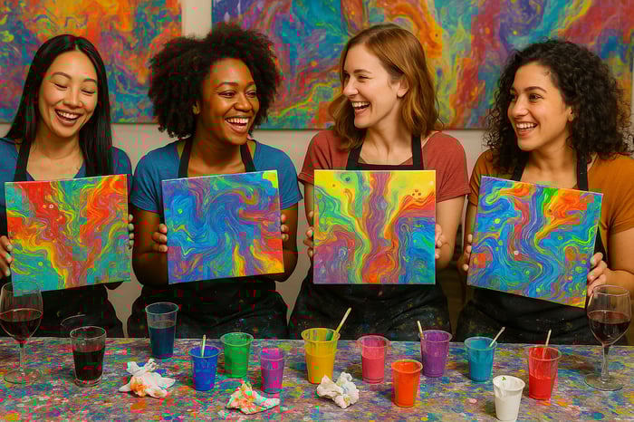 Acrylic Flow Painting Experience for 12-15 Guests image