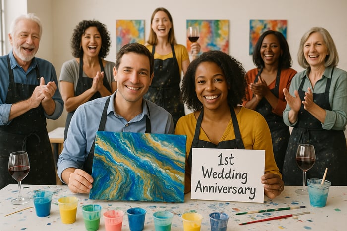 Acrylic Flow Painting Experience for 10-12 Guests image