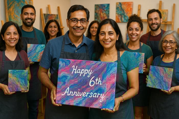 Acrylic Flow Painting Experience for 12-15 Guests image